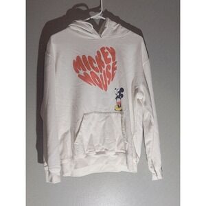 White Red Disney Mickey Mouse Heart‎ Balloon Pullover Hoodie Sweatshirt. Size XL